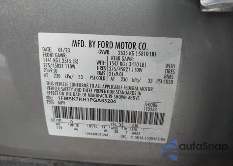 2023 Ford Explorer St-Line from USA, damaged, VIN 1FMSK7KH1PGA53284
